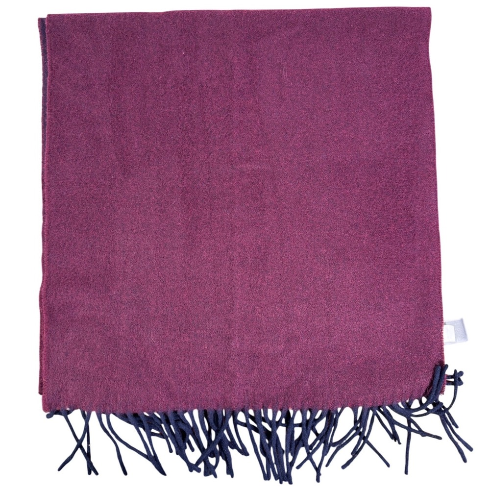 Banana Republic Italian Wool-Cashmere Scarf Burgundy Red Fringe Old Money Unisex - Picture 3 of 10